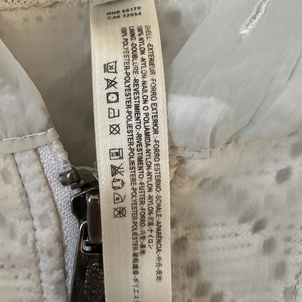 FP Free People Movement White Jacket Eyelet Sheer Cropped‎ Bomber Hoodie XS *R*